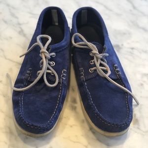 Yuketon Leather Blue Boat Shoes Size 11